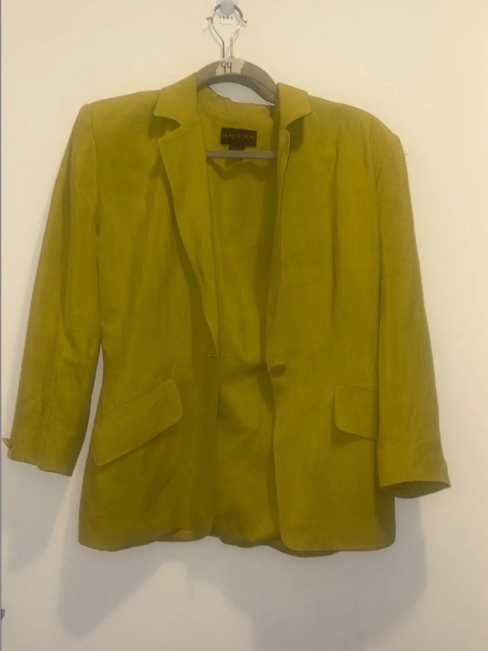 Vintage Donna Karan Woman’s Olive Green Linen Blazer Jacket